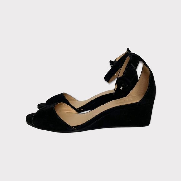 J. Crew Laila Suede Wedge in Black Size 6 NIB - Picture 1 of 10